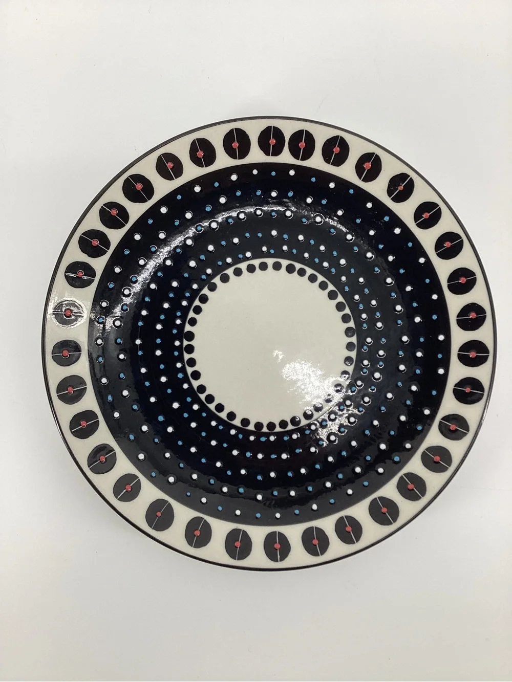 potters Workshop for West Elm Black White Dot-Pattern Dinner Plate